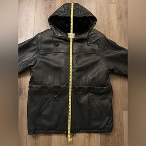 BRAEFAIR Leather Men’s Coat with Hood